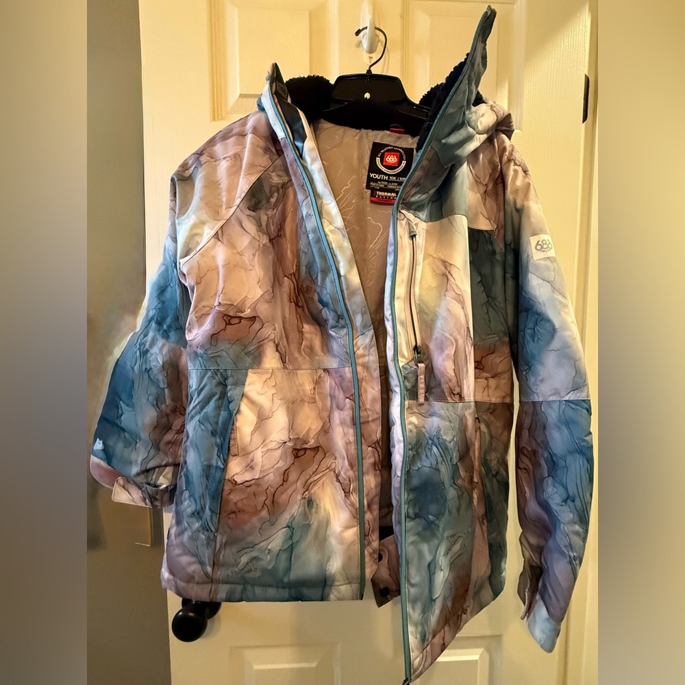Marble Pattern Hooded ski/snow Jacket